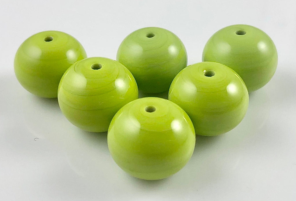 Pea Green Opaque Glass Hollow Bead Set