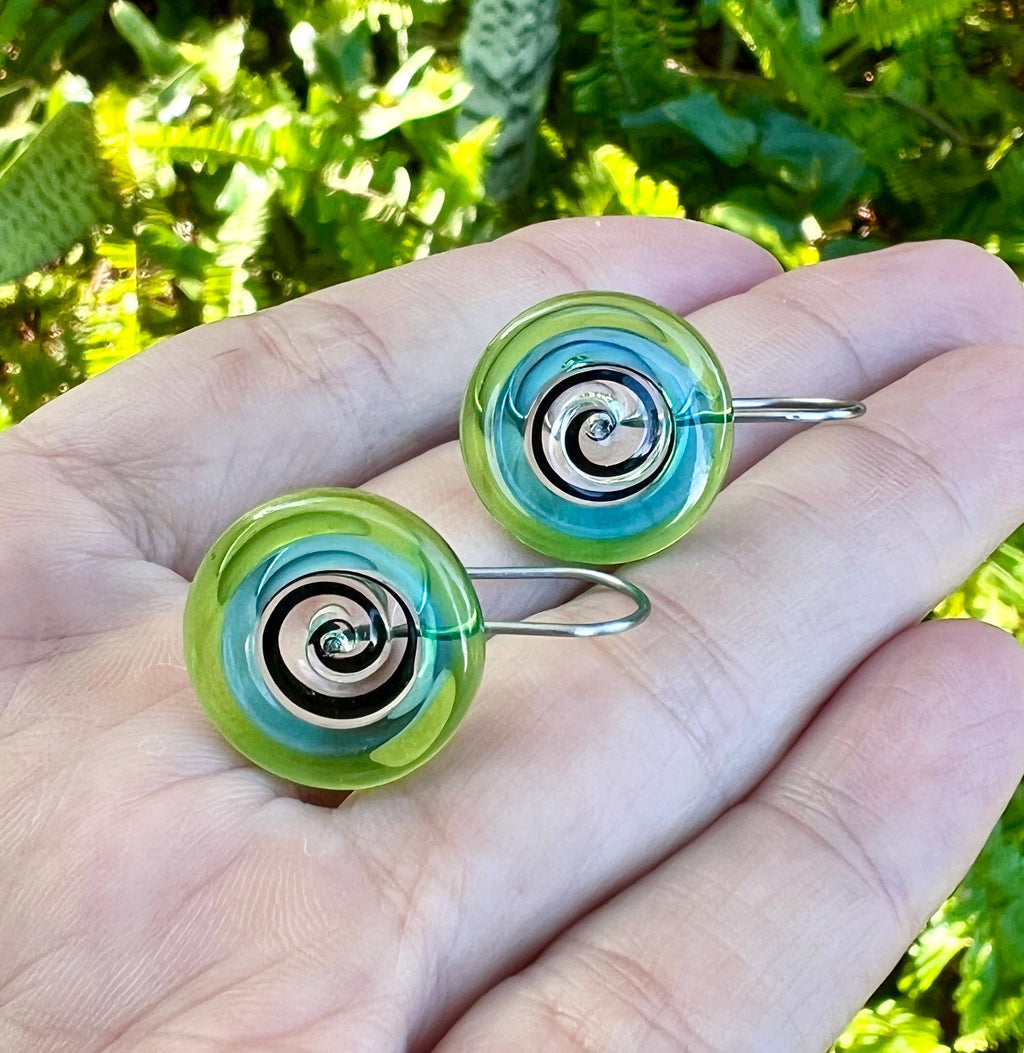 Glass Swirl Disc Earrings